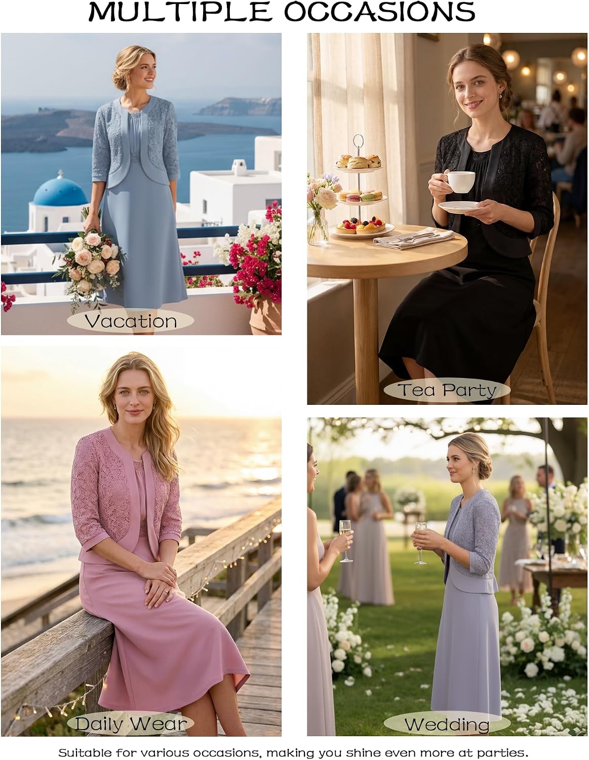 image:imageGRACE KARIN Womens Formal Wedding Guest Dress2 Piece Mother of The Bride DressesTea Party Sequin Dress with JacketWine