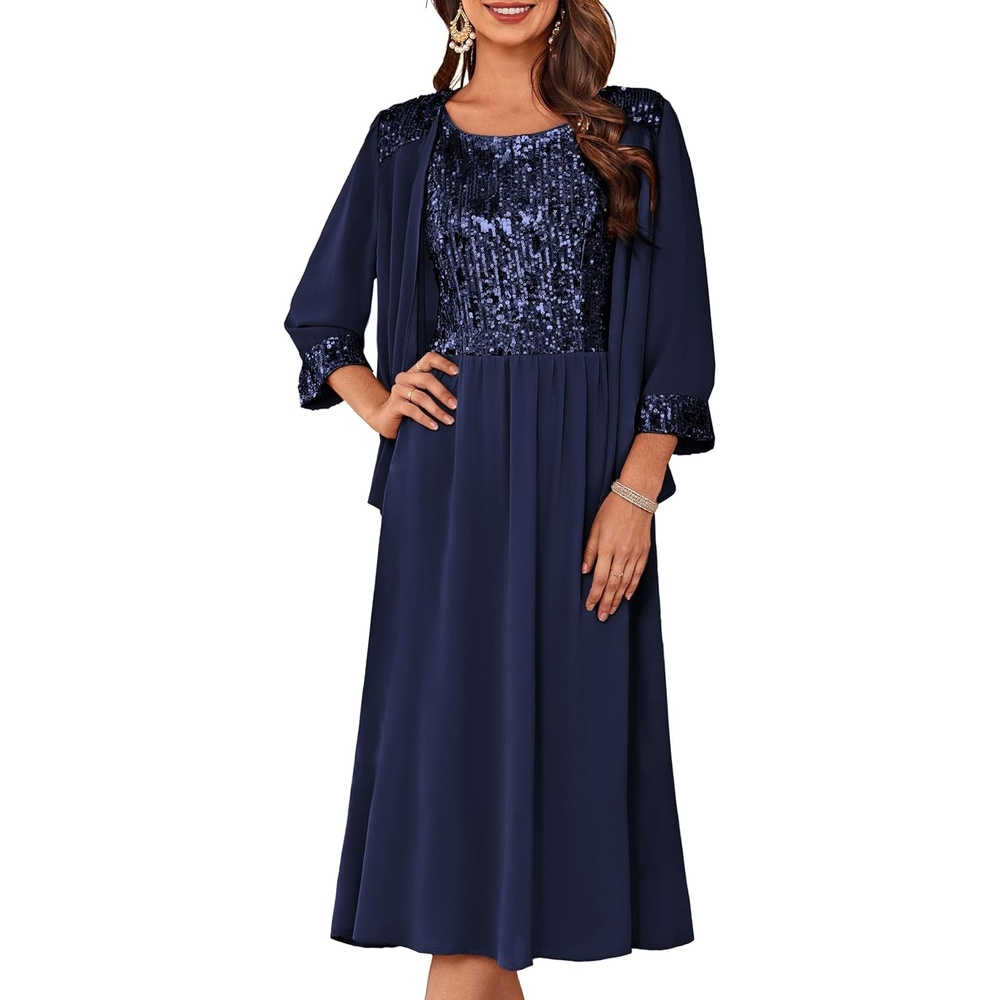 image:imageGRACE KARIN Formal Wedding Guest Dress Sequin Mother of The Bride DressesNavy Blue