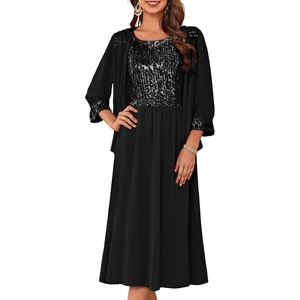 GRACE KARIN Formal Wedding Guest Dress Sequin Mother of The Bride Dresses(Black)