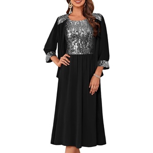 GRACE KARIN Formal Wedding Guest Dress Sequin Mother of The Bride Dresses(Black Sliver)