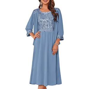 GRACE KARIN Formal Wedding Guest Dress Sequin Mother of The Bride Dresses(Blue Gray)