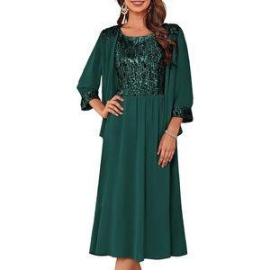 GRACE KARIN Formal Wedding Guest Dress Sequin Mother of The Bride Dresses(Dark Green)