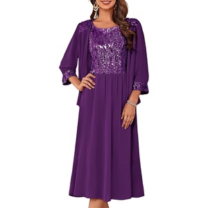 GRACE KARIN Formal Wedding Guest Dress Sequin Mother of The Bride Dresses(Dark Purple)