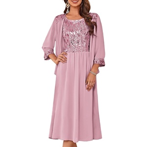 GRACE KARIN Formal Wedding Guest Dress Sequin Mother of The Bride Dresses(Gray Pink)
