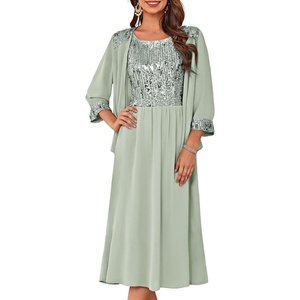 GRACE KARIN Formal Wedding Guest Dress Sequin Mother of The Bride Dresses(Light Gray Green)