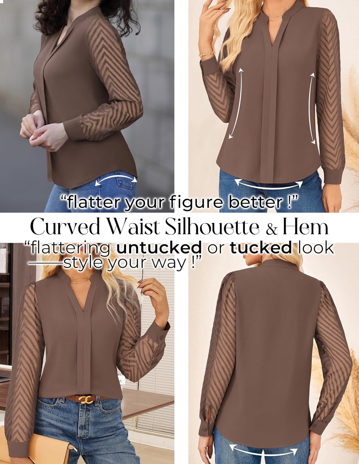 image:imageGRACE KARIN Blouses for Women Dressy Casual Business Casual OutfitsBrown