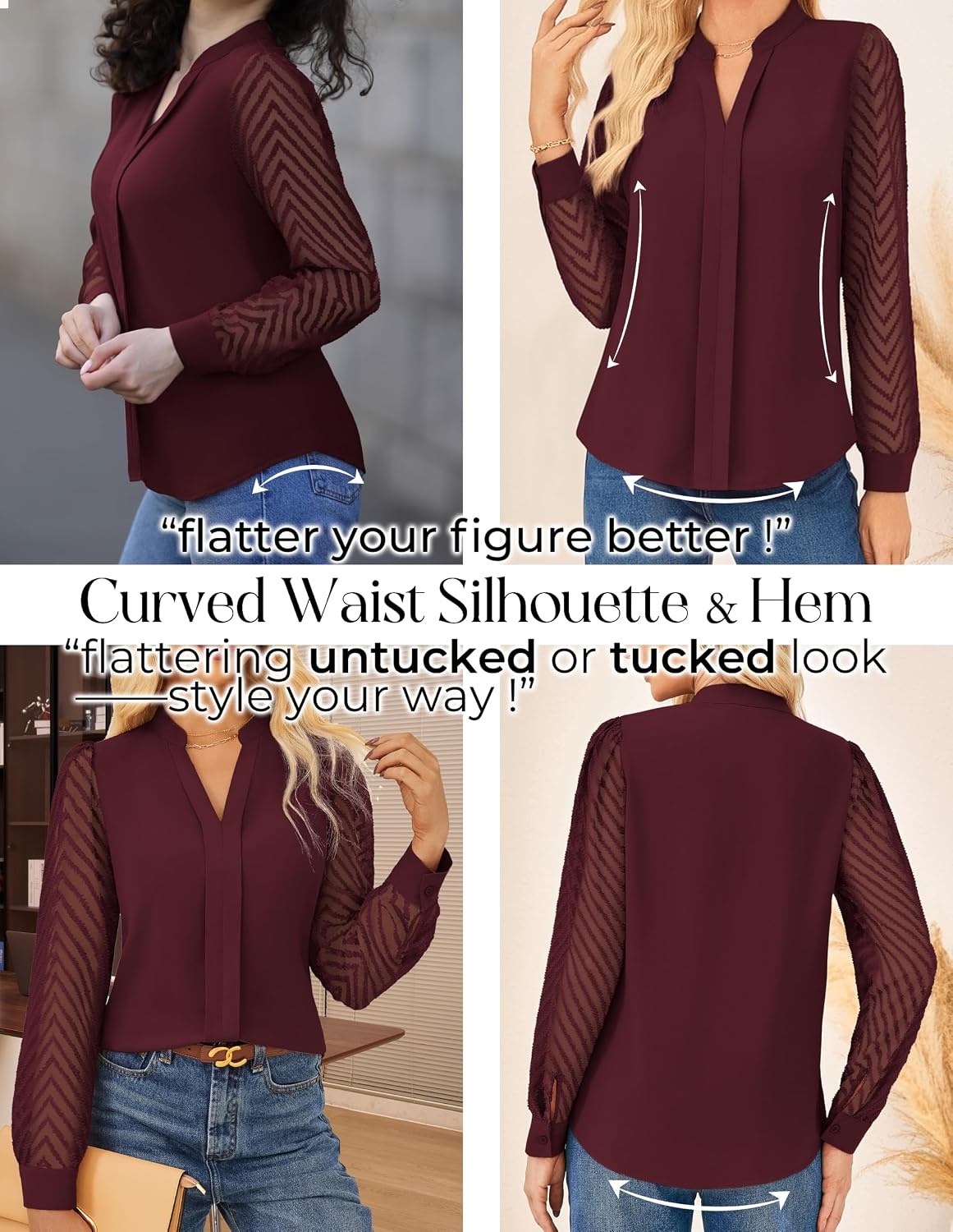 image:imageGRACE KARIN Blouses for Women Dressy Casual Business Casual OutfitsBurgundy