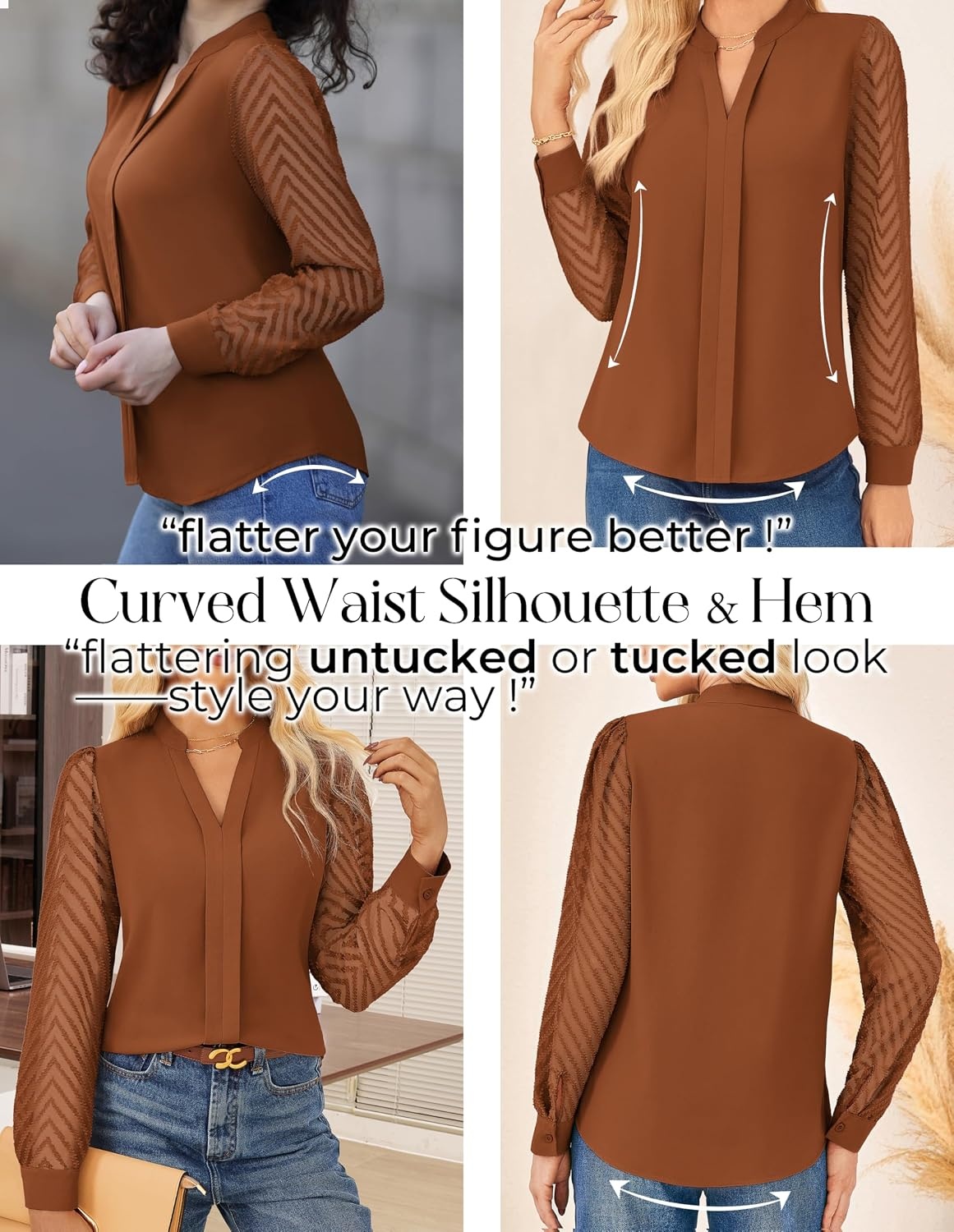image:imageGRACE KARIN Blouses for Women Dressy Casual Business Casual OutfitsCaramel