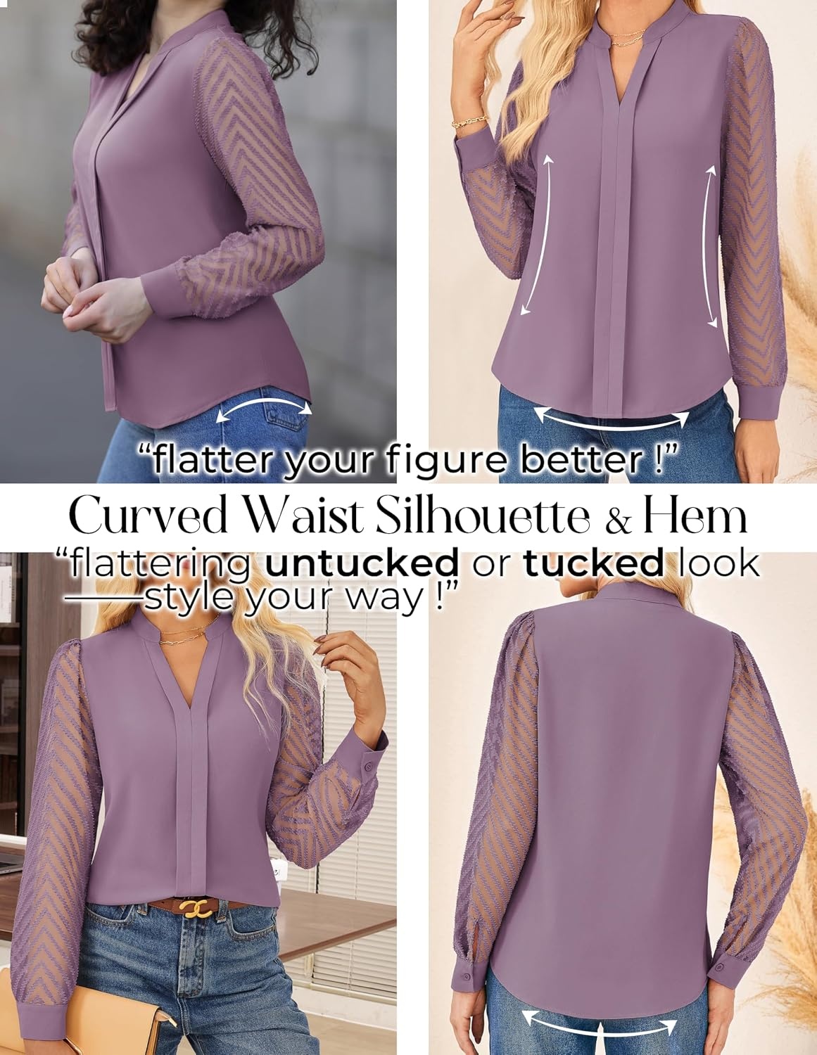 image:imageGRACE KARIN Blouses for Women Dressy Casual Business Casual OutfitsGrey Purple