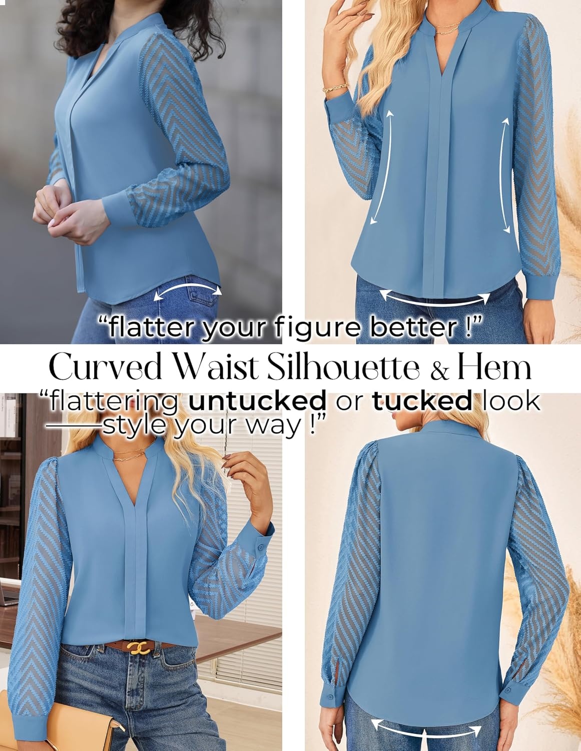 image:imageGRACE KARIN Blouses for Women Dressy Casual Business Casual OutfitsHaze Blue