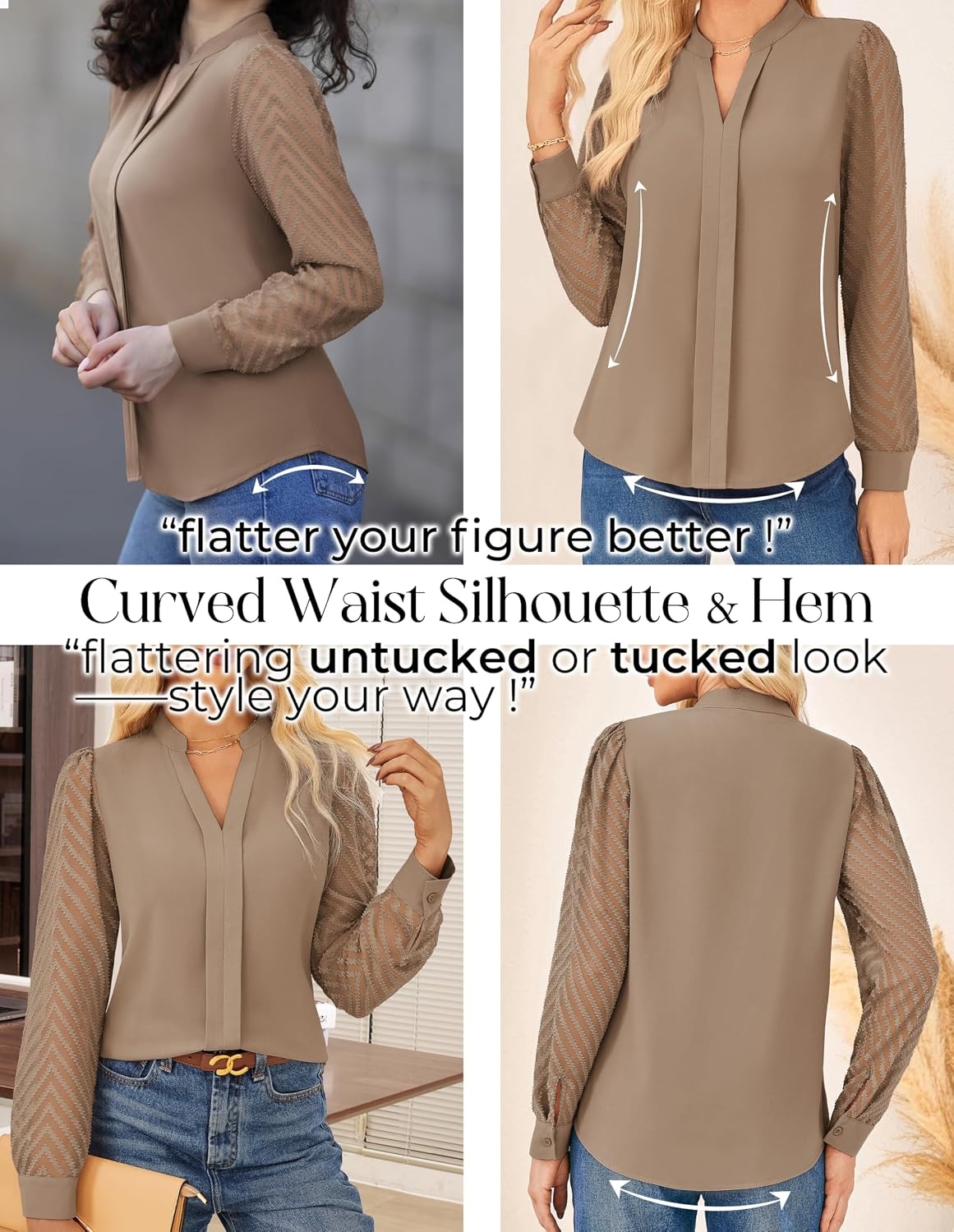 image:imageGRACE KARIN Blouses for Women Dressy Casual Business Casual OutfitsKhaki