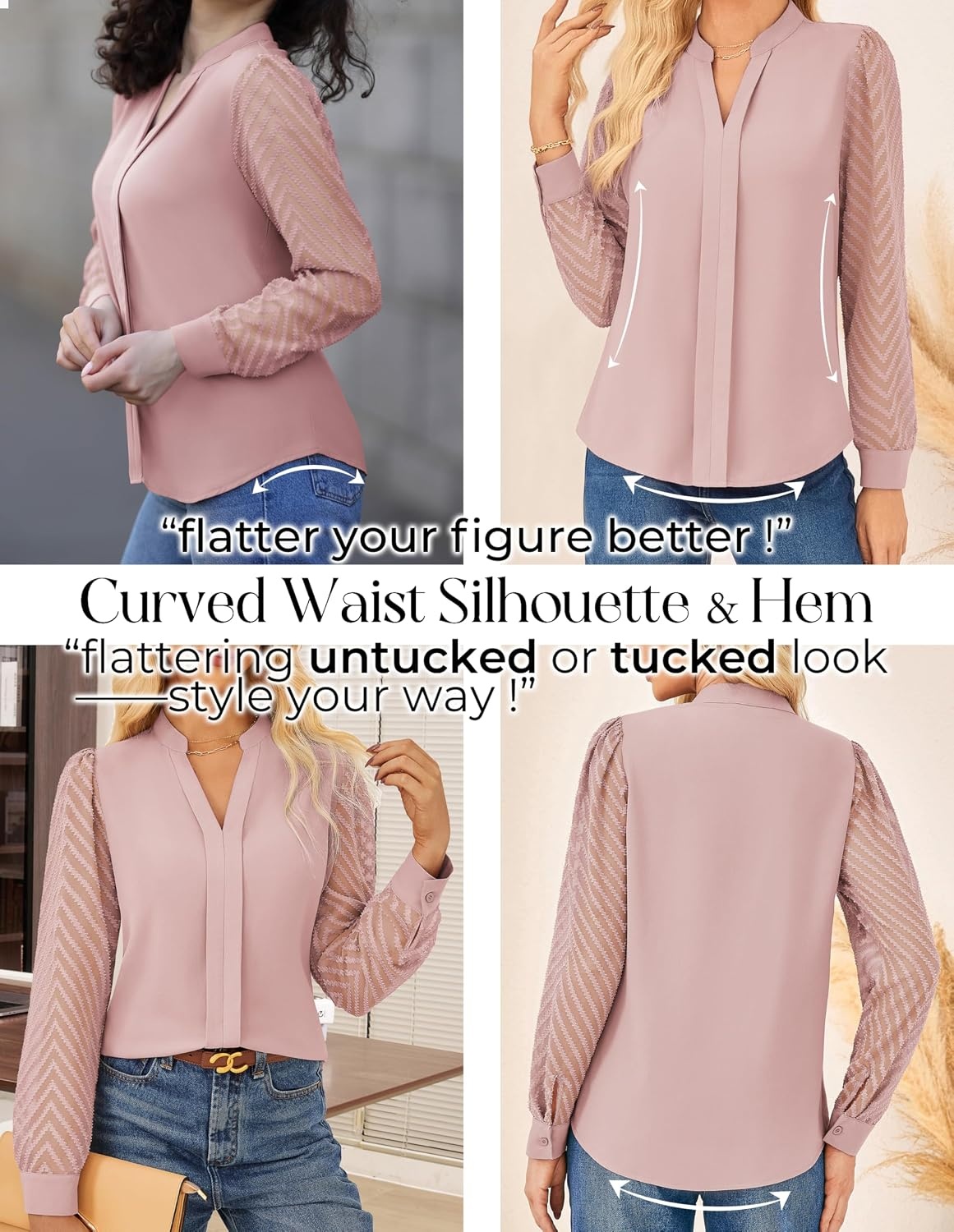 image:imageGRACE KARIN Blouses for Women Dressy Casual Business Casual OutfitsPink