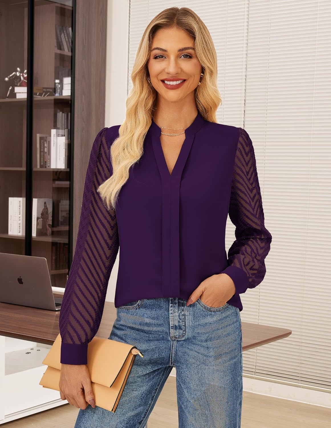 image:imageGRACE KARIN Blouses for Women Dressy Casual Business Casual OutfitsPurple