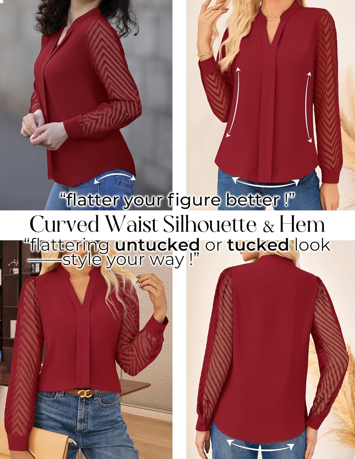 image:imageGRACE KARIN Blouses for Women Dressy Casual Business Casual OutfitsRed
