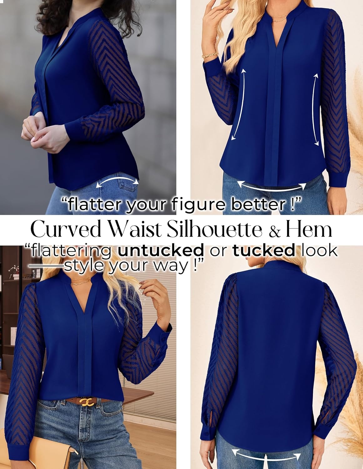image:imageGRACE KARIN Blouses for Women Dressy Casual Business Casual OutfitsRoyal Blue