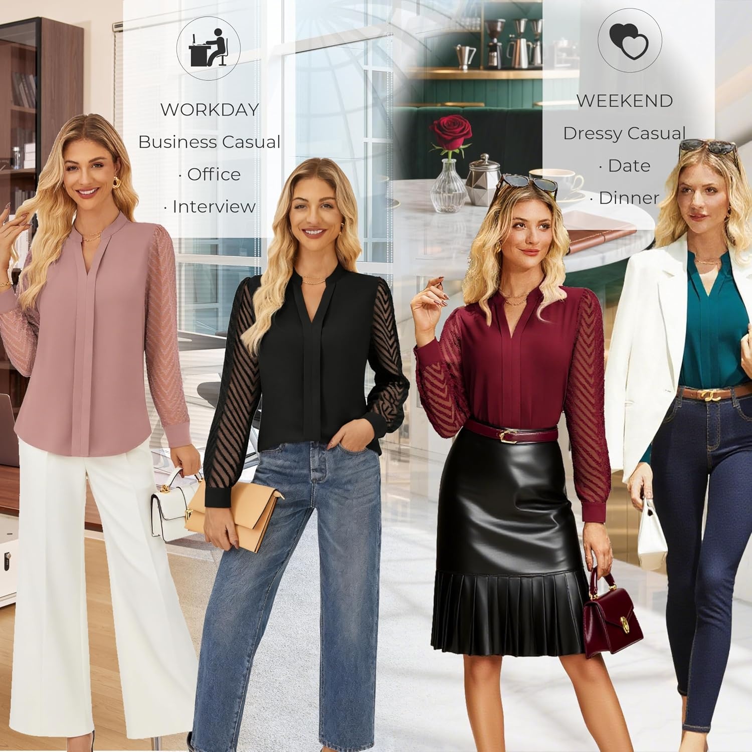 image:imageGRACE KARIN Blouses for Women Dressy Casual Business Casual OutfitsWhite
