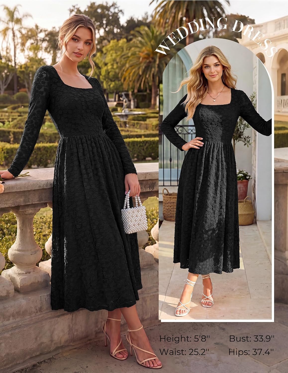 image:imageGRACE KARIN Womens Fall Wedding Guest Long Sleeve Midi DressBlack