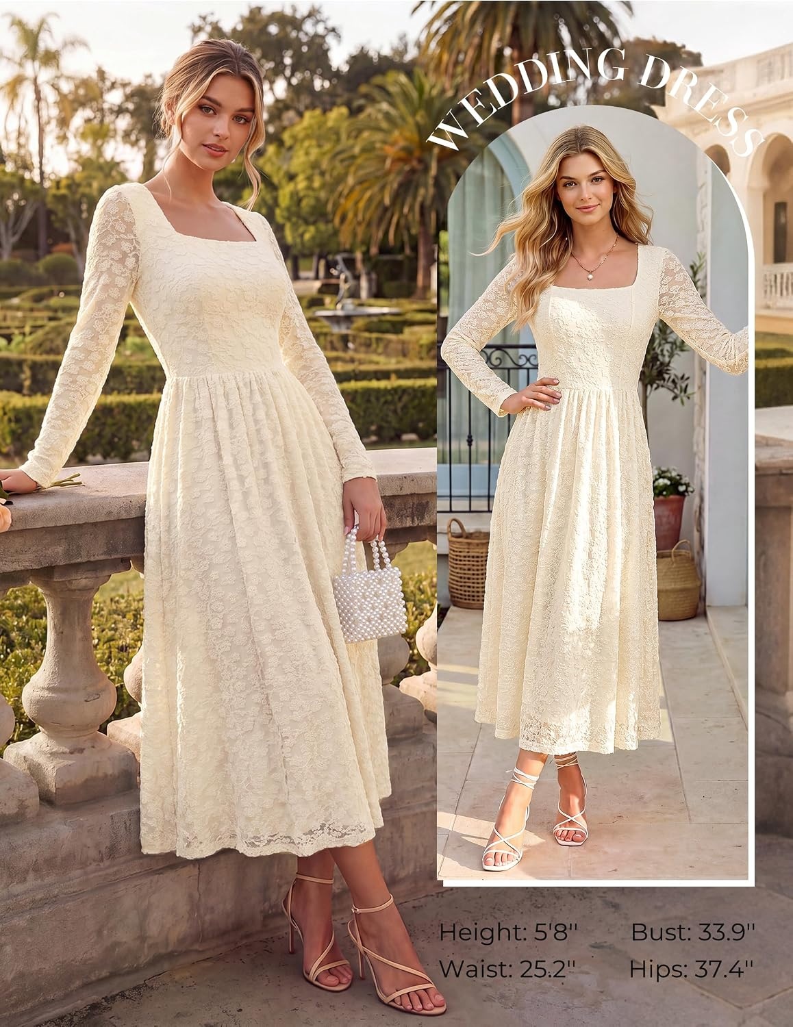 image:imageGRACE KARIN Womens Fall Wedding Guest Long Sleeve Midi DressWhite