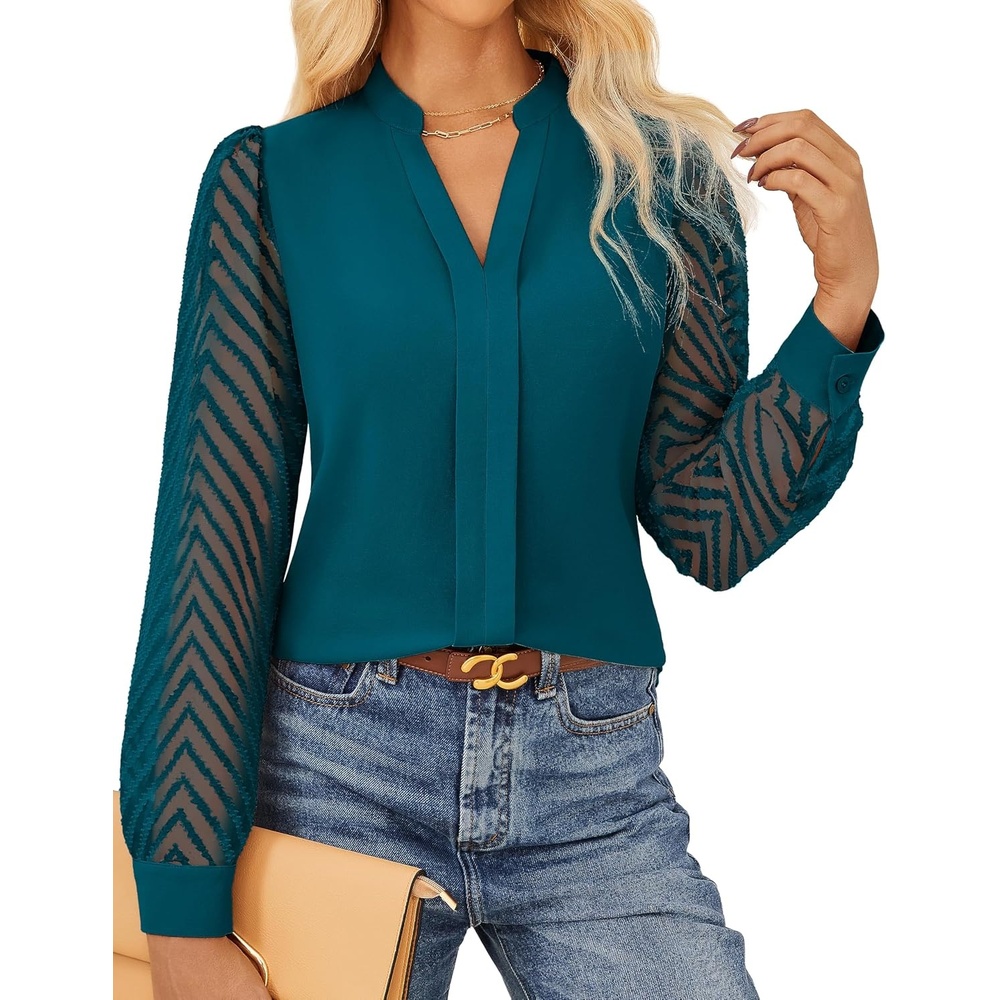 image:imageGRACE KARIN Blouses for Women Dressy Casual Business Casual OutfitsPeacock Blue
