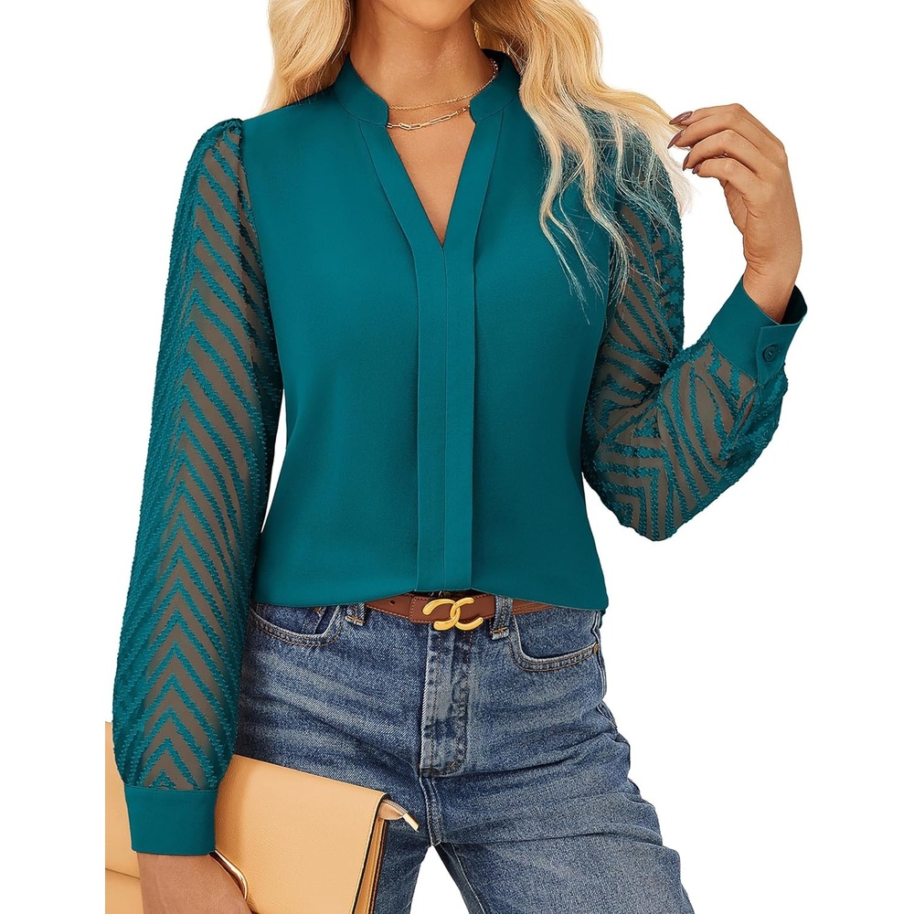 image:imageGRACE KARIN Blouses for Women Dressy Casual Business Casual OutfitsTurquoise