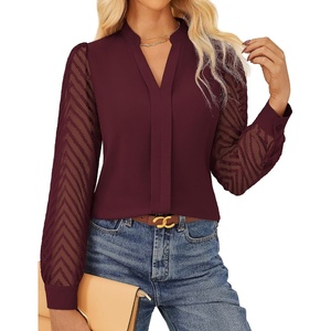 GRACE KARIN Blouses for Women Dressy Casual Business Casual Outfits(Burgundy)