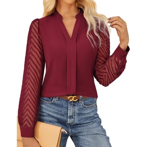 GRACE KARIN Blouses for Women Dressy Casual Business Casual Outfits(Wine Red)