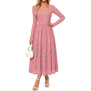 GRACE KARIN Women’s Fall Wedding Guest Long Sleeve Midi Dress(Gray Pink)