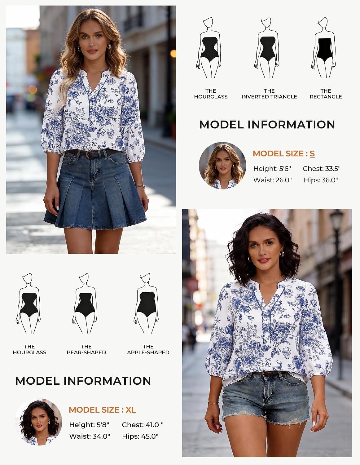 image:imageGRACE KARIN Boho Tops for Women Summer Dressy Casual Floral Blouses V Neck Button Up 34 Sleeve Shirts for VacationBlue Floral