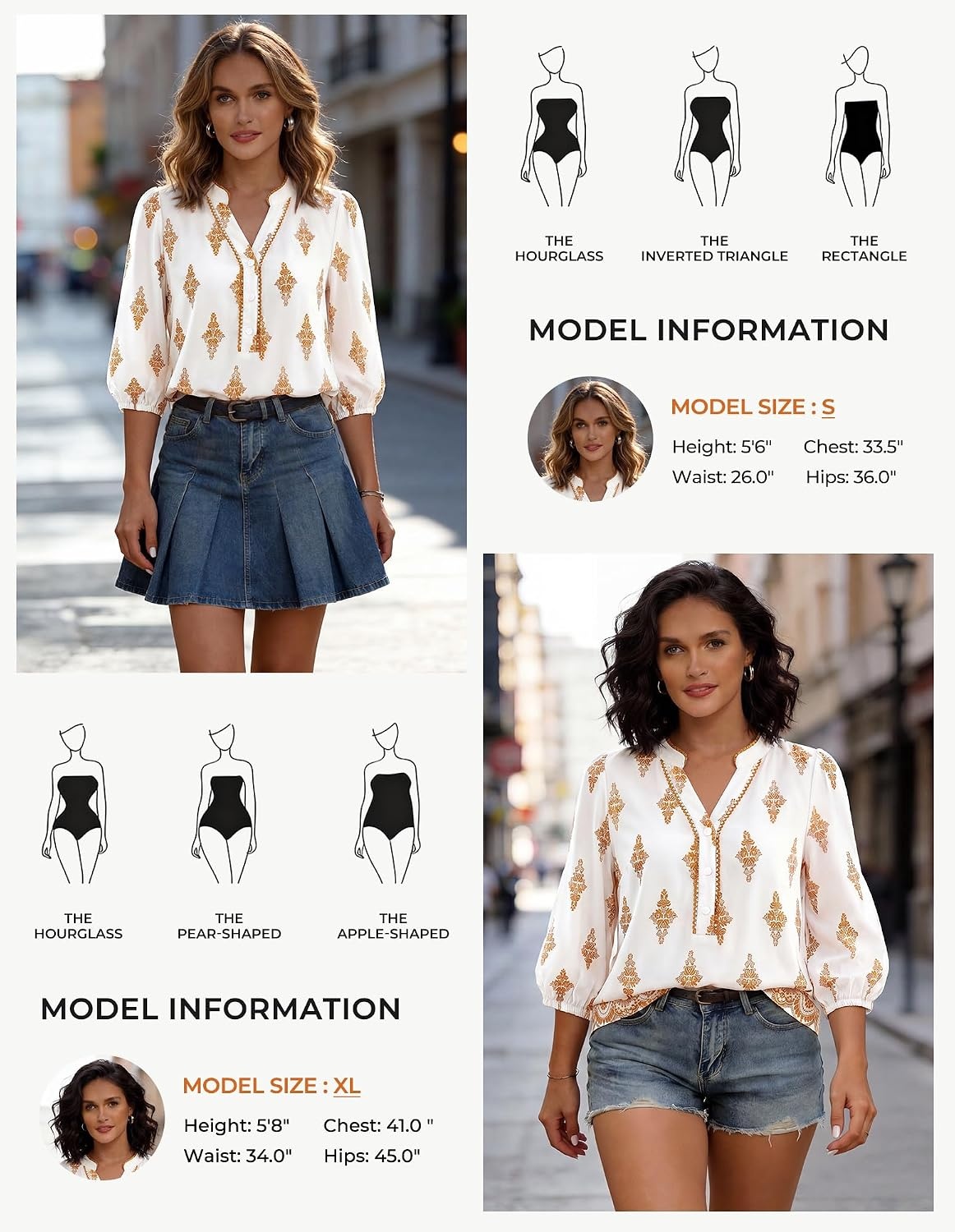 image:imageGRACE KARIN Boho Tops for Women Summer Dressy Casual Floral Blouses V Neck Button Up 34 Sleeve Shirts for VacationOragne Floral