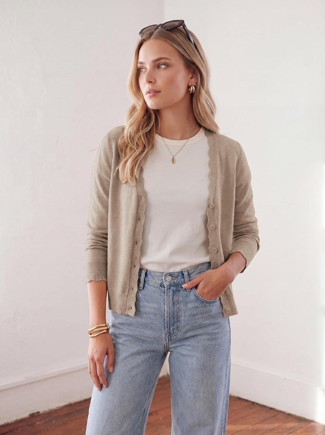 image:imageGRACE KARIN Cardigan Sweaters for Women Wool Blend Sweater Fall FashionKhaki