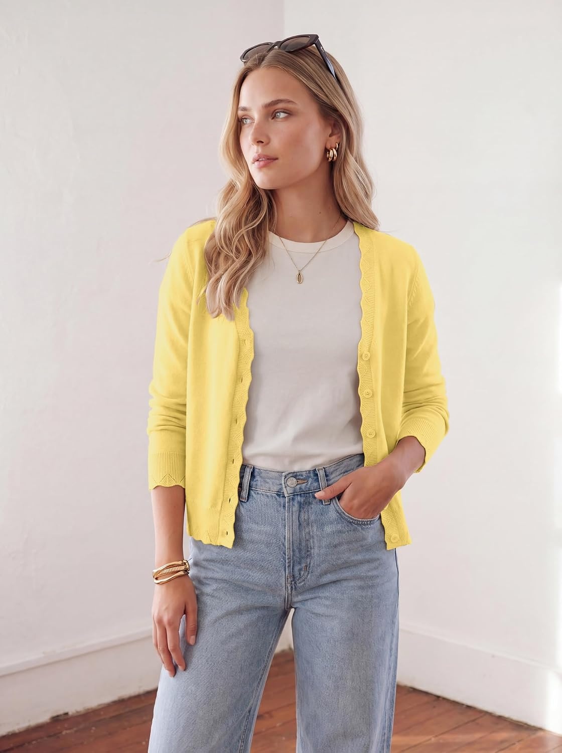 image:imageGRACE KARIN Cardigan Sweaters for Women Wool Blend Sweater Fall FashionLight Yellow