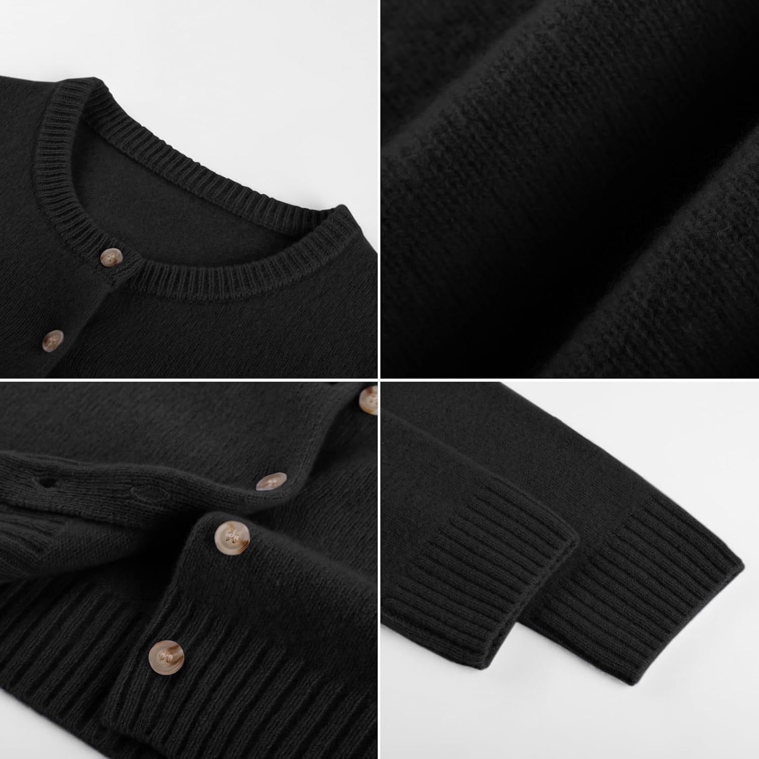 image:imageGRACE KARIN Cashmere Cardigan Sweaters for Women Merino Wool Fall SweatersBlack