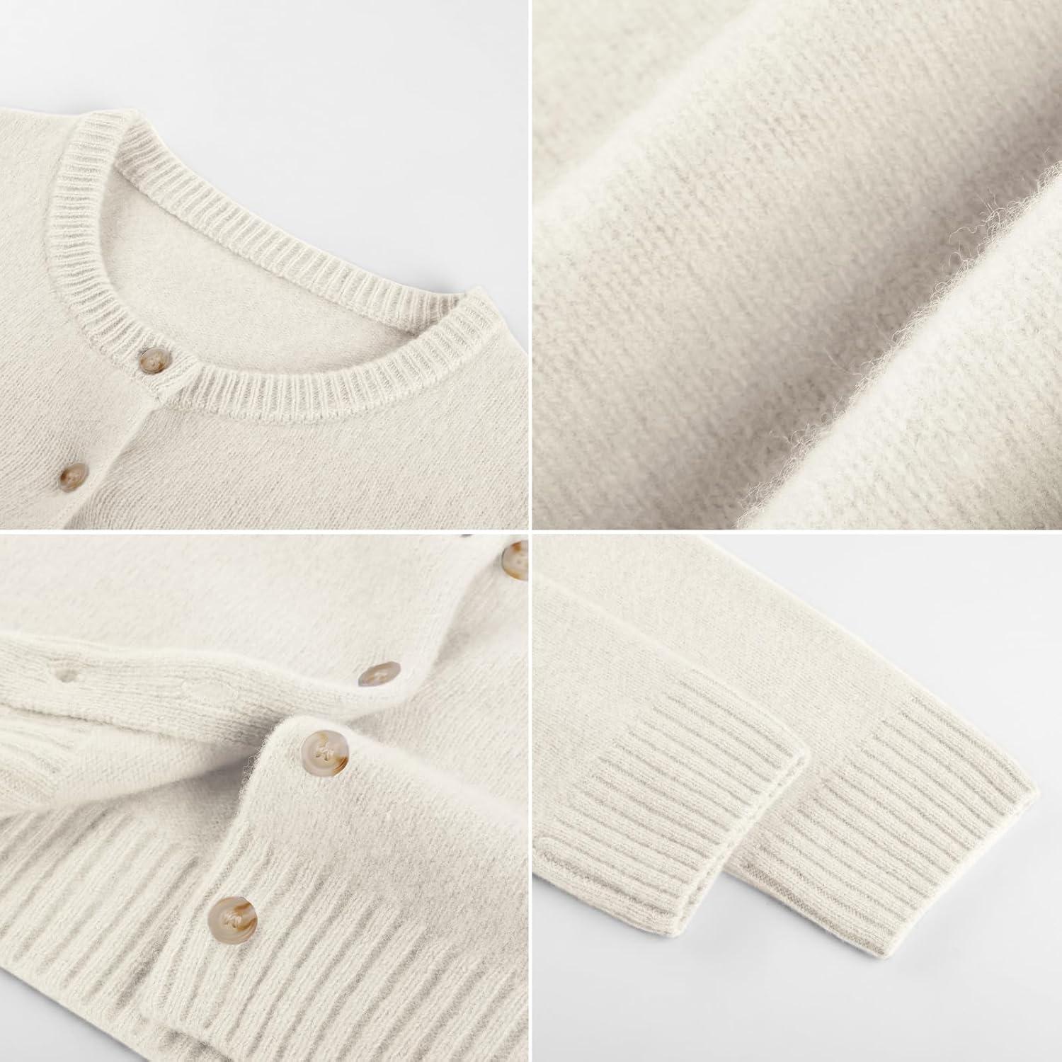 image:imageGRACE KARIN Cashmere Cardigan Sweaters for Women Merino Wool Fall SweatersCream White