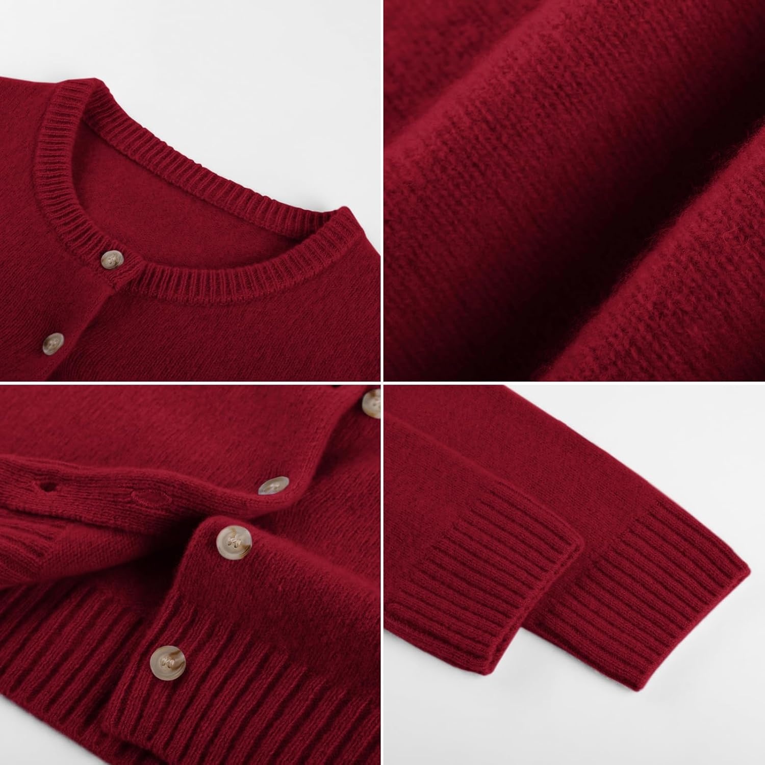 image:imageGRACE KARIN Cashmere Cardigan Sweaters for Women Merino Wool Fall SweatersRed