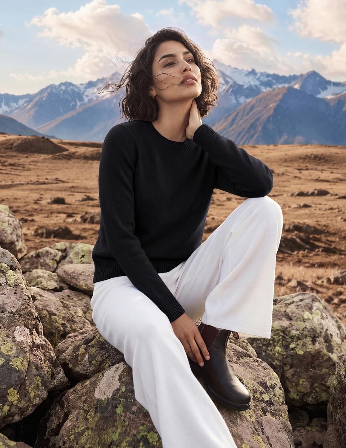 image:imageGRACE KARIN Cashmere Sweaters for Women Merino Wool Soft Fall Sweater TopBlack