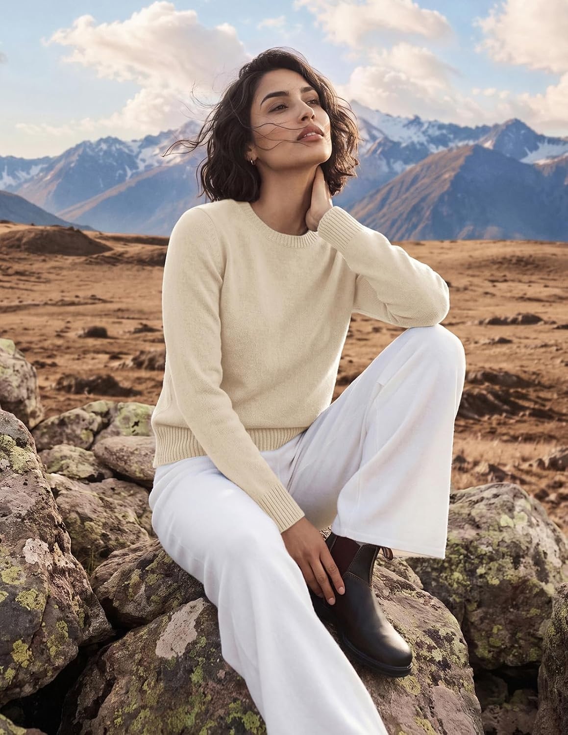 image:imageGRACE KARIN Cashmere Sweaters for Women Merino Wool Soft Fall Sweater TopOatmeal