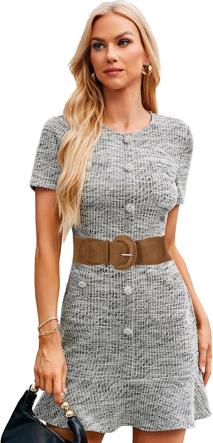 image:imageGRACE KARIN Wide Belt for Women Suede Elastic Chunky Belts with BuckleSuedekhaki