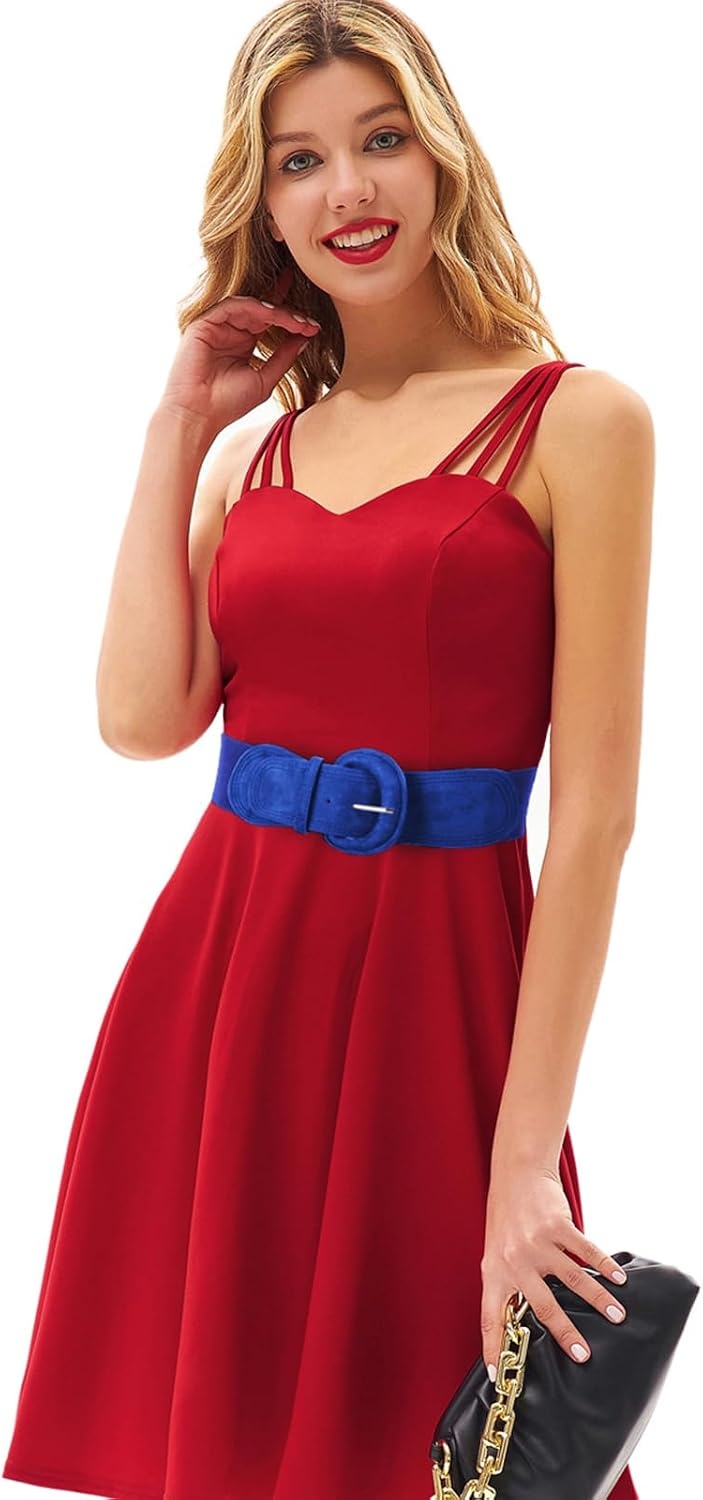image:imageGRACE KARIN Wide Belt for Women Suede Elastic Chunky Belts with BuckleSuederoyal Blue