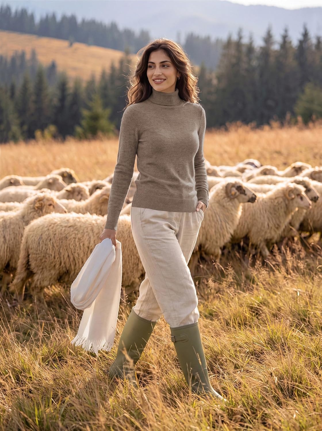 image:imageGRACE KARIN Women Cashmere Sweaters Turtleneck Merino Wool Dressy PulloverDark Chocolate