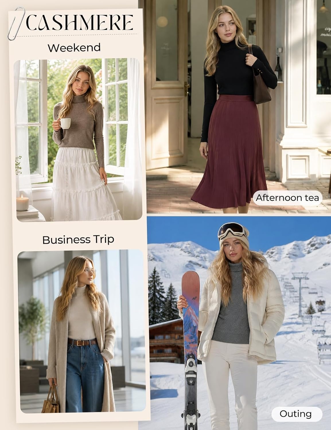 image:imageGRACE KARIN Women Cashmere Sweaters Turtleneck Merino Wool Dressy PulloverNavy Blue