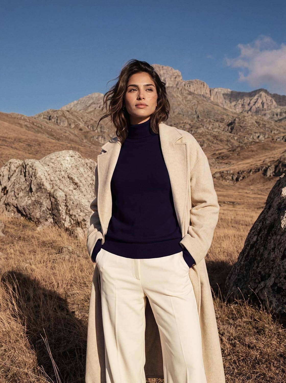 image:imageGRACE KARIN Women Cashmere Sweaters Turtleneck Merino Wool Dressy PulloverNavy Blue