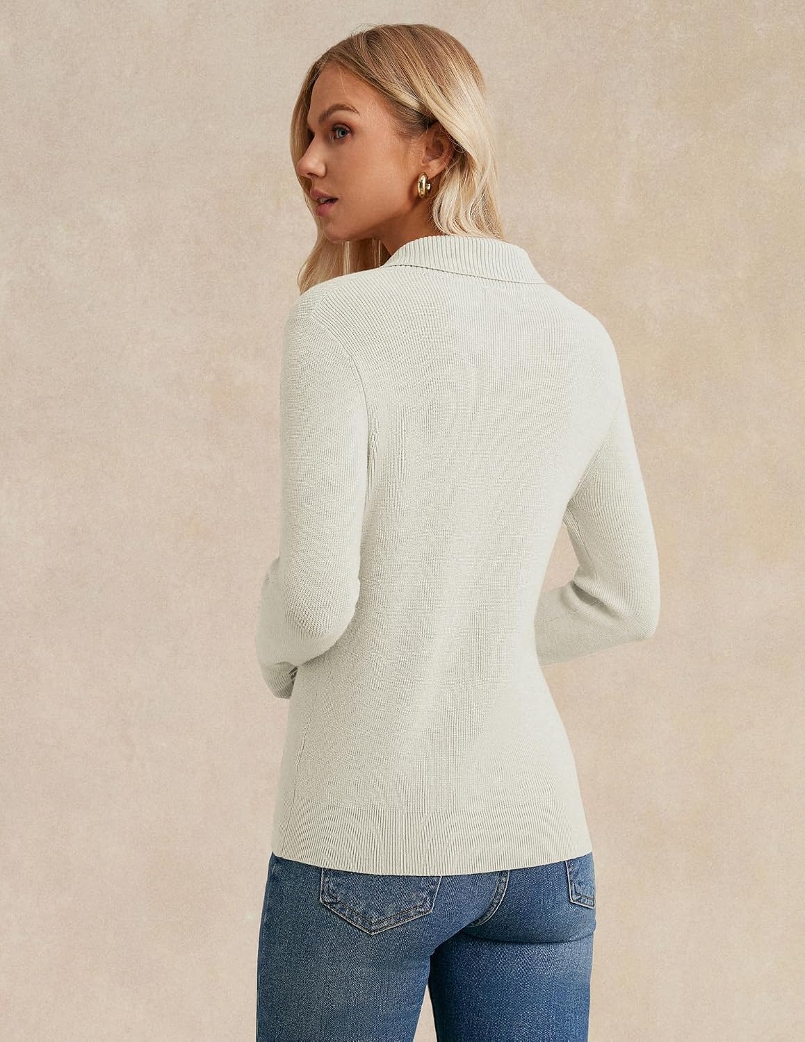 image:imageGRACE KARIN Women Fall Long Sleeve V Neck Collar Knit Pullover SweatersBeige