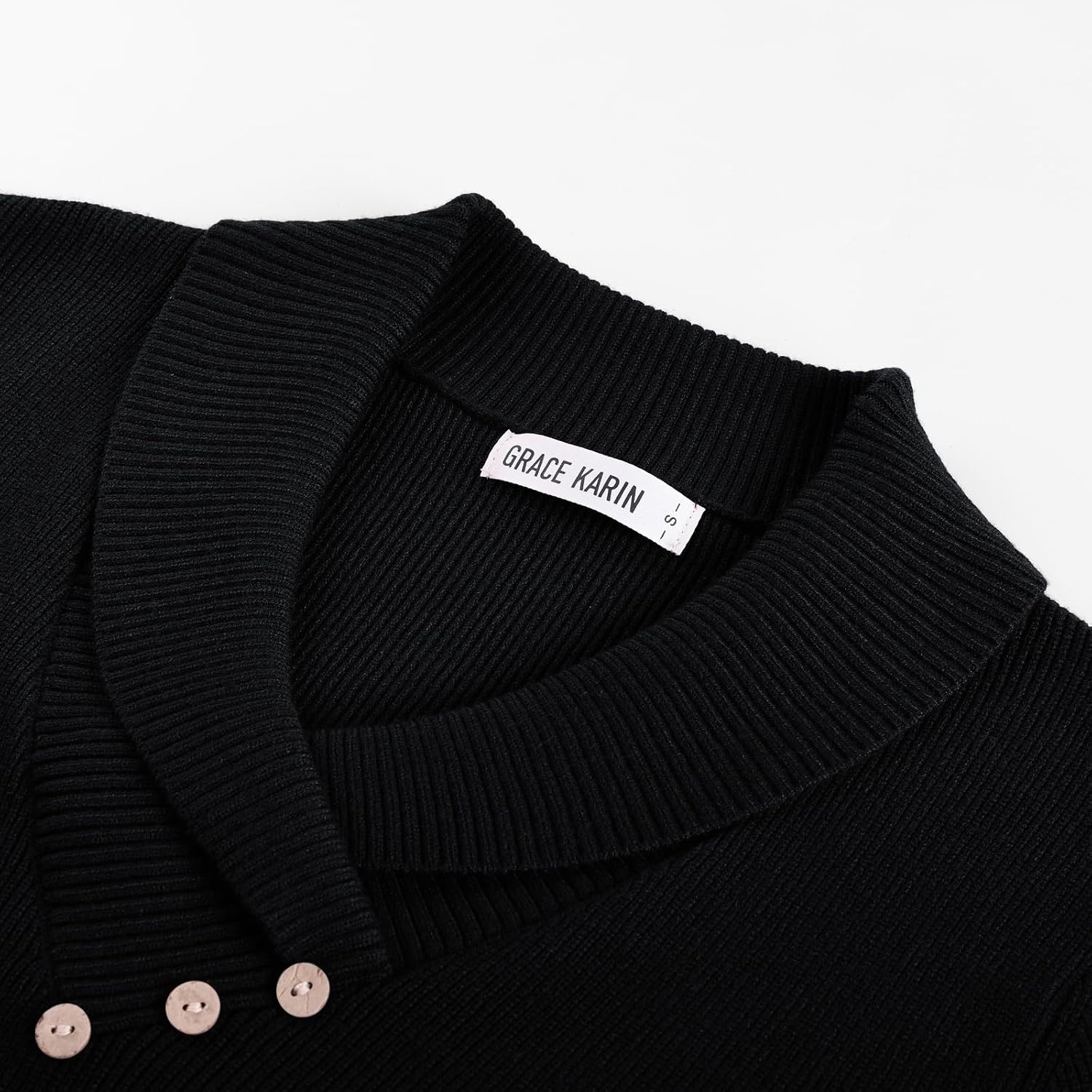 image:imageGRACE KARIN Women Fall Long Sleeve V Neck Collar Knit Pullover SweatersBlack White Striped