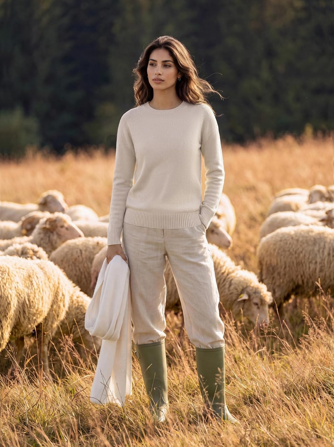 image:imageGRACE KARIN Women Merino Wool Sweaters Crewneck Winter Fall Layer PulloverBeige