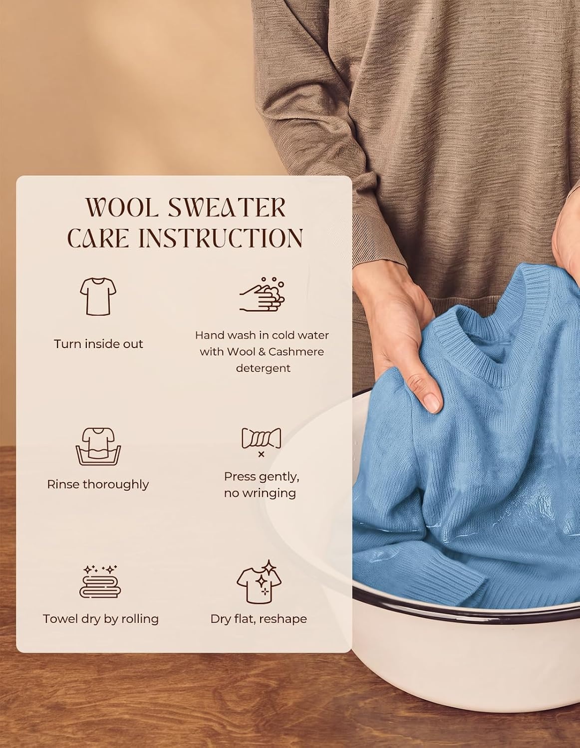 image:imageGRACE KARIN Women Merino Wool Sweaters Crewneck Winter Fall Layer PulloverLight Blue