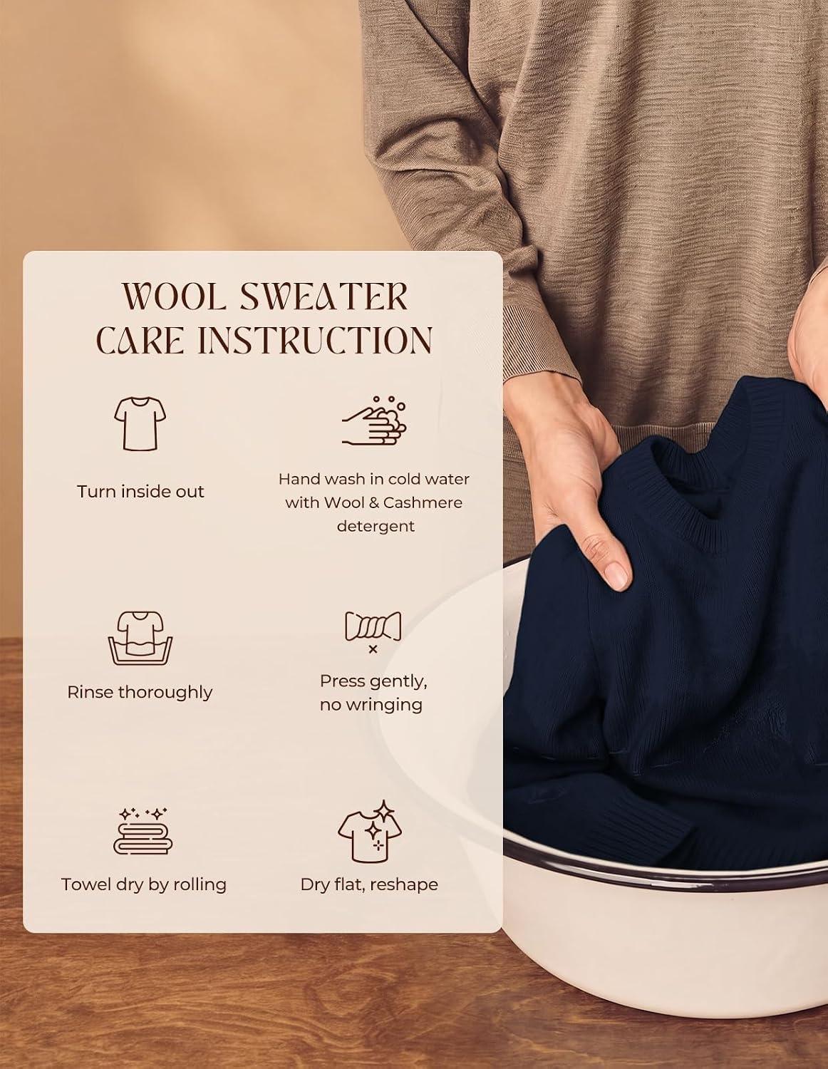 image:imageGRACE KARIN Women Merino Wool Sweaters Crewneck Winter Fall Layer PulloverNavy Blue