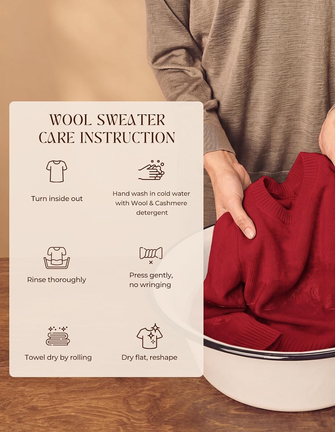 image:imageGRACE KARIN Women Merino Wool Sweaters Crewneck Winter Fall Layer PulloverWine Red