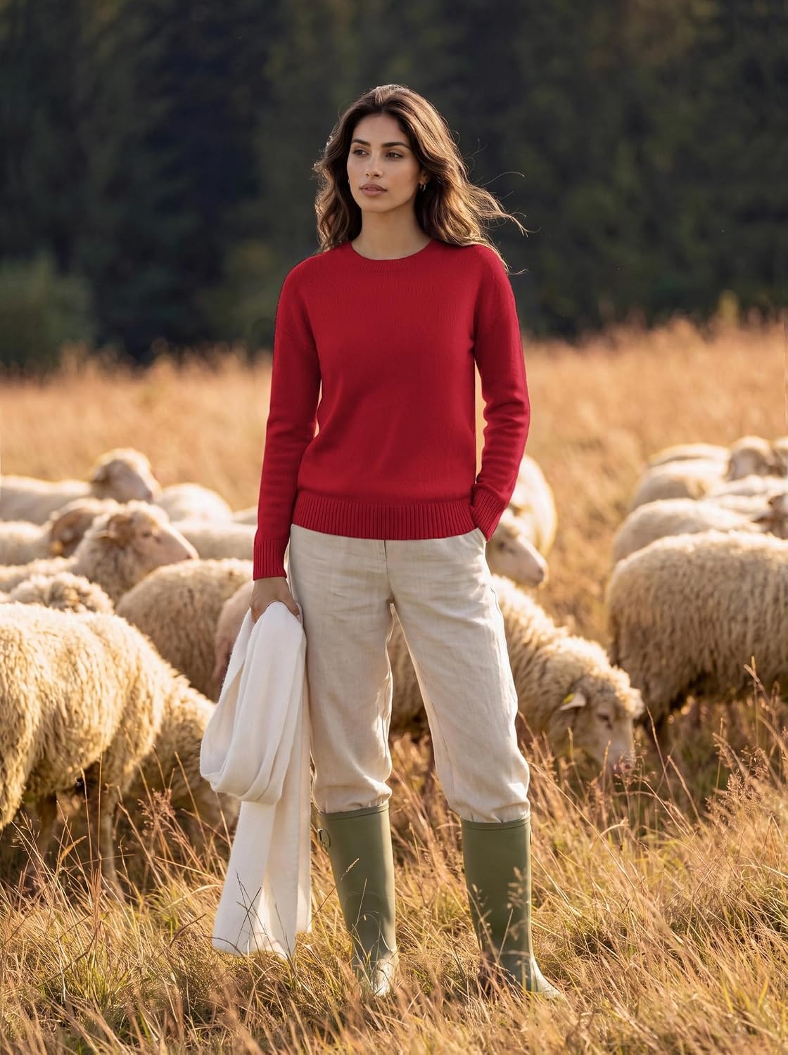 image:imageGRACE KARIN Women Merino Wool Sweaters Crewneck Winter Fall Layer PulloverWine Red