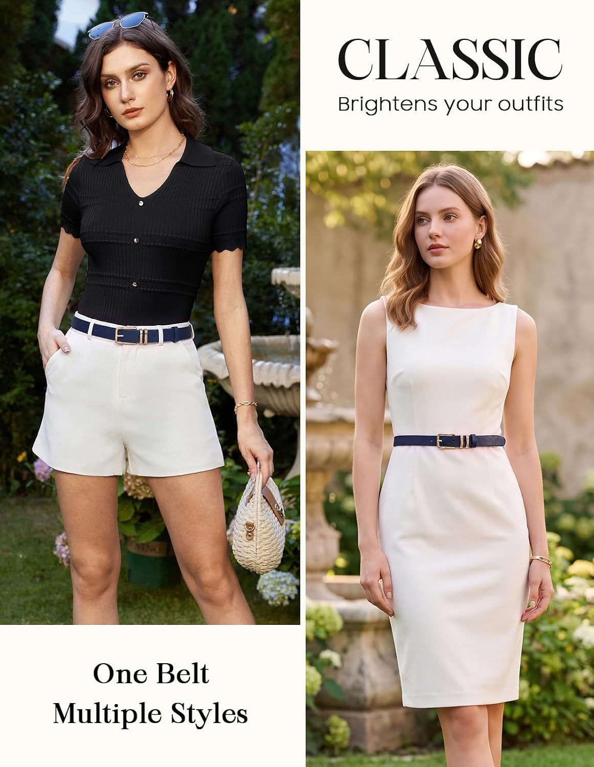 image:imageGRACE KARIN Womens Belts for Jeans Pants Leather Belt with BuckleNavy Bluegold