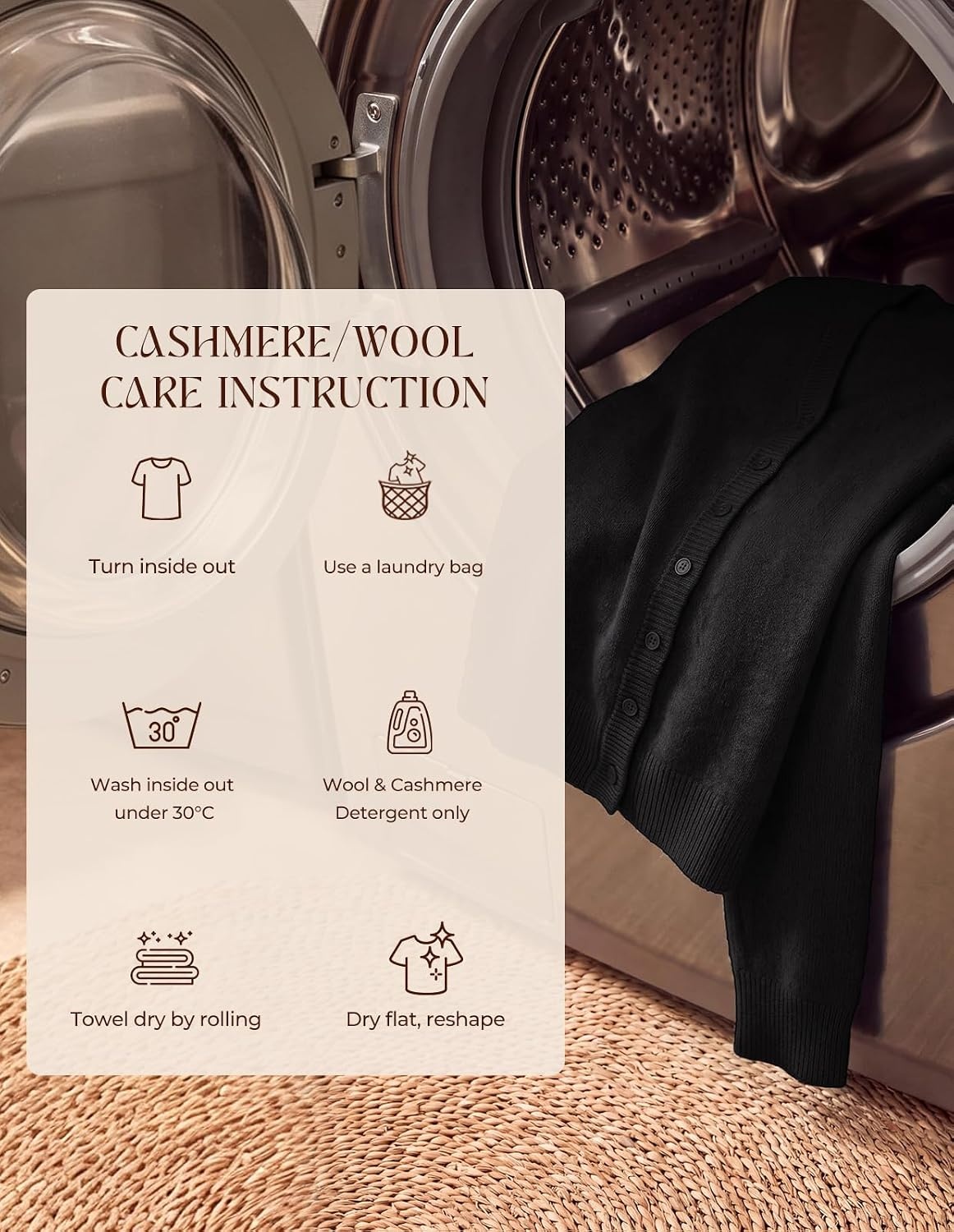 image:imageGRACE KARIN Womens Cashmere Merino Wool Sweaters 2026 Fall Winter CardiganBlack